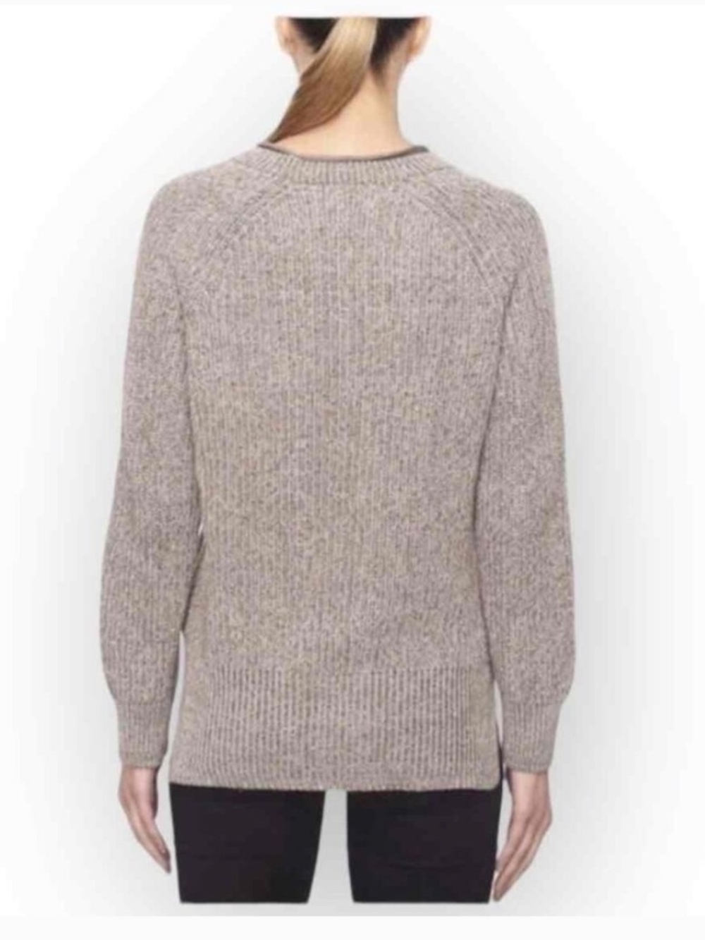 Ellen Tracy Marled Crewneck Sweater, Oatmeal Marl, Size Large - Picture 2 of 16
